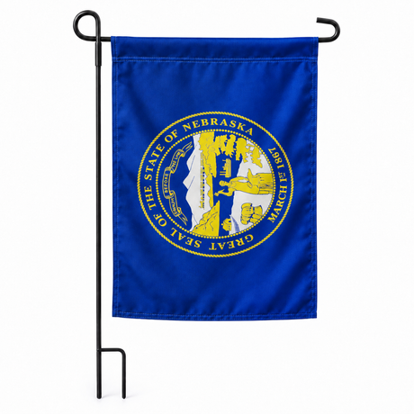 Drapeau jardin vertical Nebraska sur support noir
