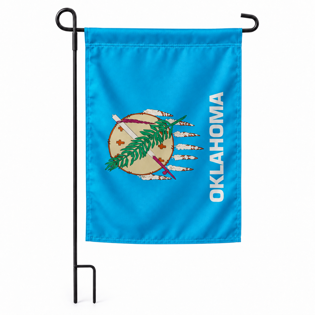 Drapeau jardin vertical Oklahoma sur support noir