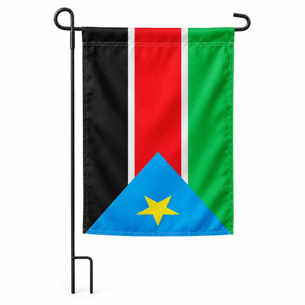Drapeau jardin vertical Soudan du Sud sur support noir