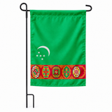Drapeau jardin vertical Turkménistan sur support noir