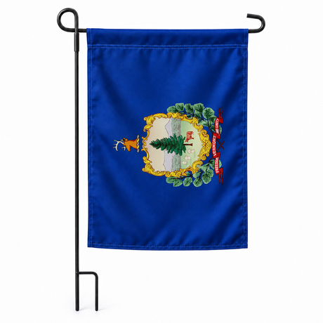 Drapeau jardin vertical Vermont sur support noir