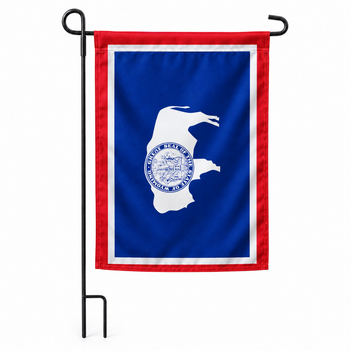Drapeau jardin vertical Wyoming sur support noir