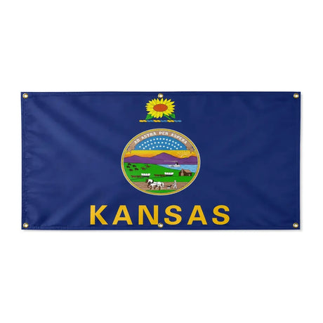 Drapeau kansas polyester résistant aux intempéries œillets