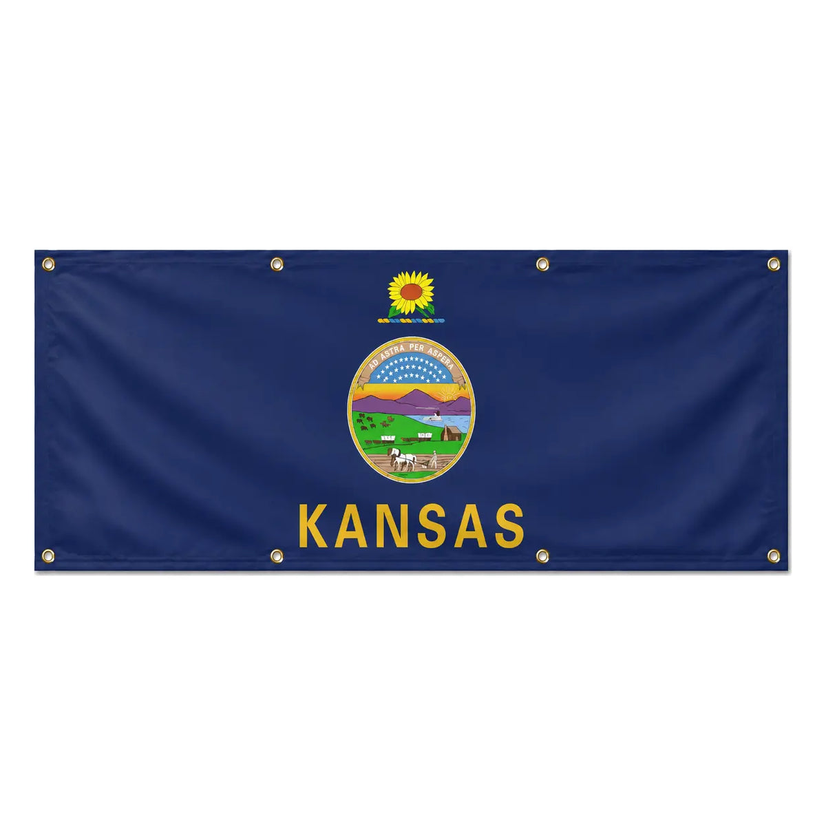 Drapeau kansas polyester résistant aux intempéries œillets