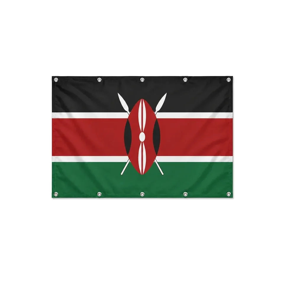 Drapeau du Kenya format S en polyester avec dix œillets