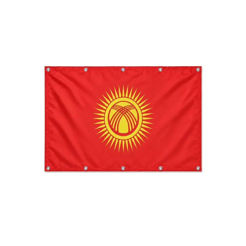 Drapeau du Kirghizistan format S en polyester avec dix œillets