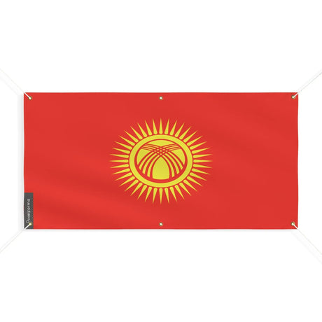 Drapeau kirghizistan polyester résistant usages extérieurs