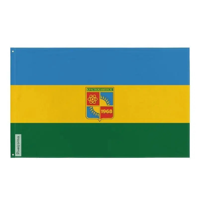 Drapeau Krasnokamensk en plusieurs tailles 100 % polyester Imprimer avec Double ourlet - Pixelforma 