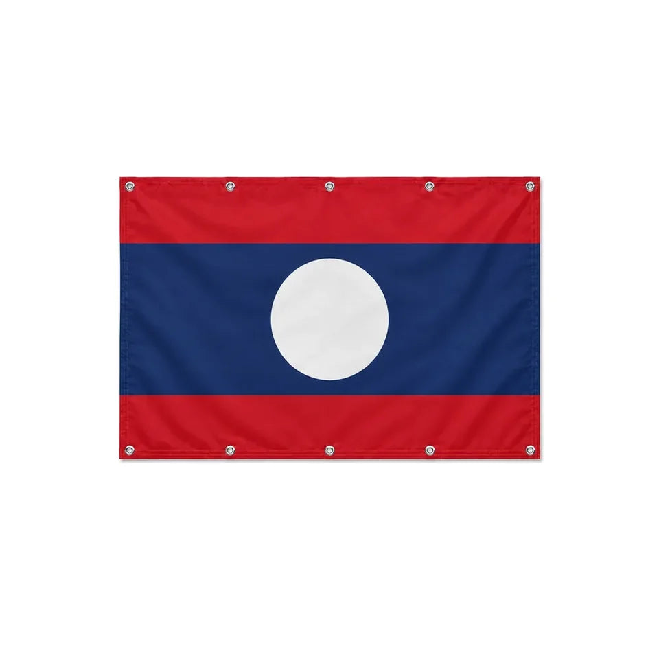 Drapeau du Laos format S en polyester avec dix œillets