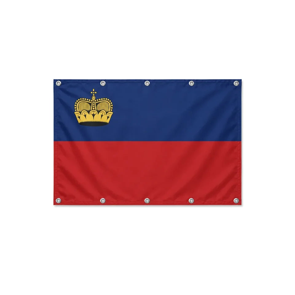 Drapeau du Liechtenstein format S en polyester avec dix œillets