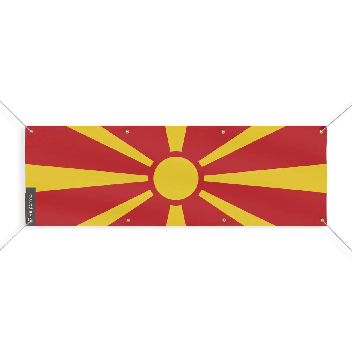 Drapeau macédoine du nord polyester résistant 8 œillets