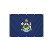 Drapeau du Maine format S en polyester avec dix œillets