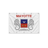 Drapeau de Mayotte format S en polyester avec dix œillets