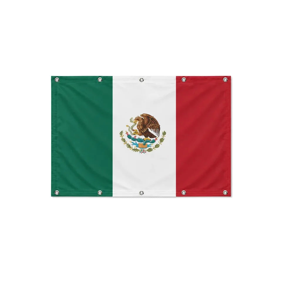 Drapeau du Mexique format S en polyester avec dix œillets