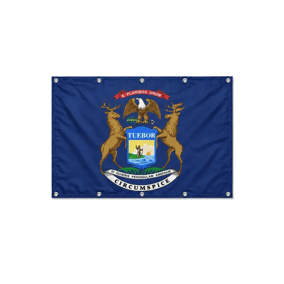 Drapeau du Michigan format S en polyester avec dix œillets