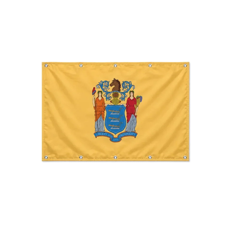 Drapeau du New Jersey format S en polyester avec dix œillets
