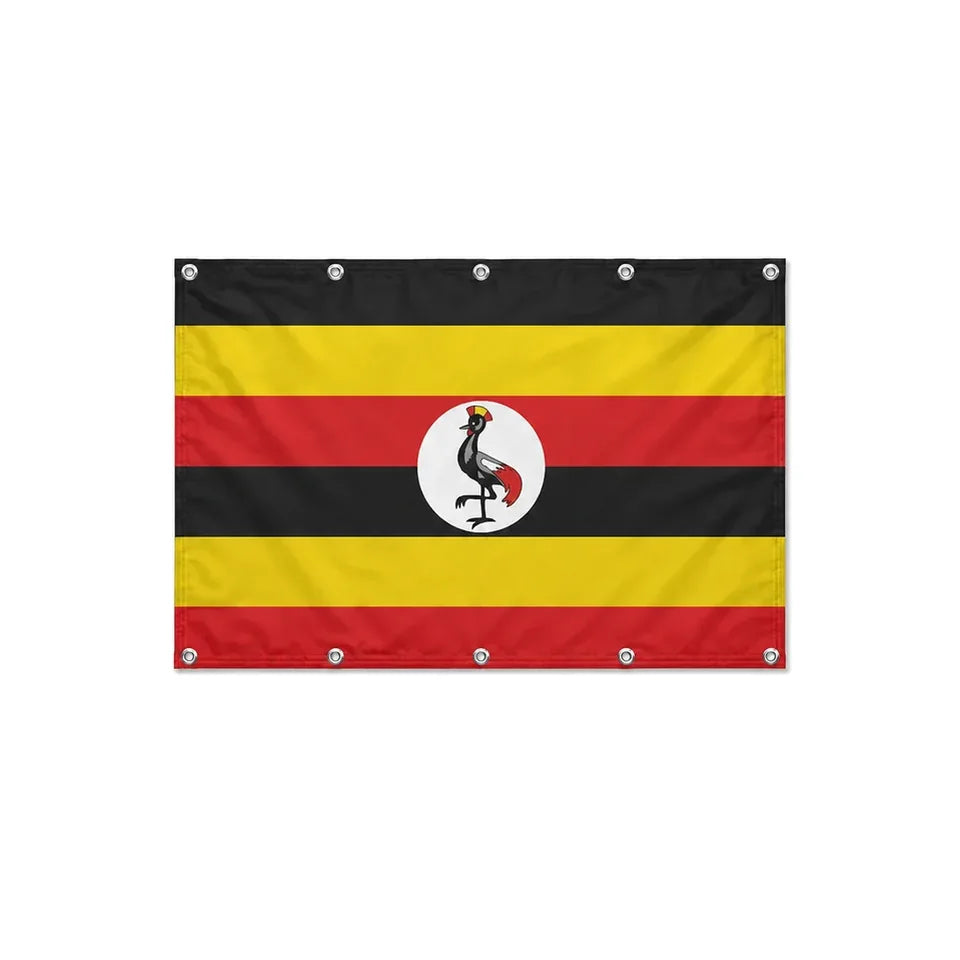 Drapeau de l'Ouganda format S en polyester avec dix œillets