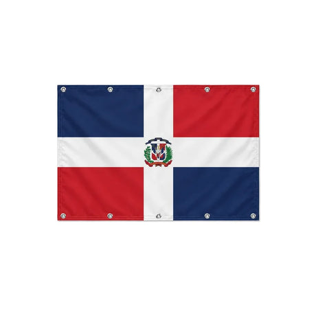 Drapeau de la République dominicaine format S en polyester avec dix œillets