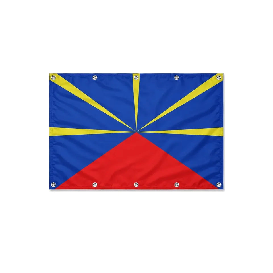 Drapeau de La Réunion format S en polyester avec dix œillets