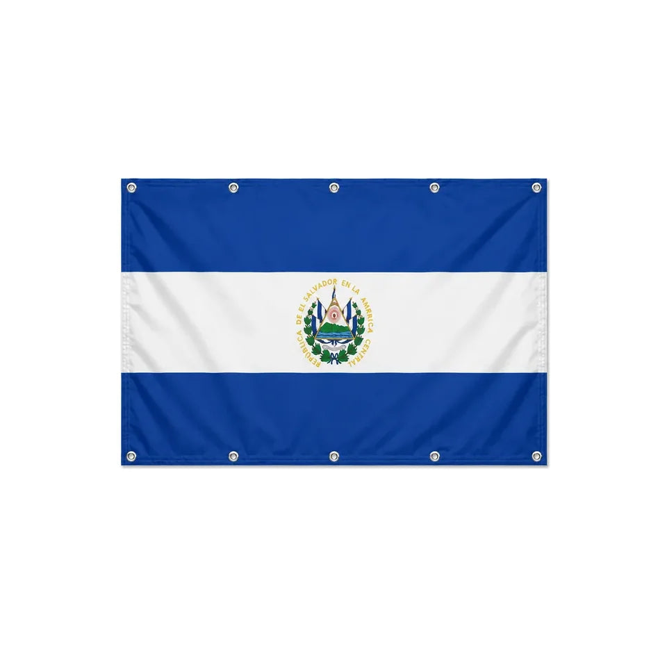 Drapeau du Salvador format S en polyester avec dix œillets