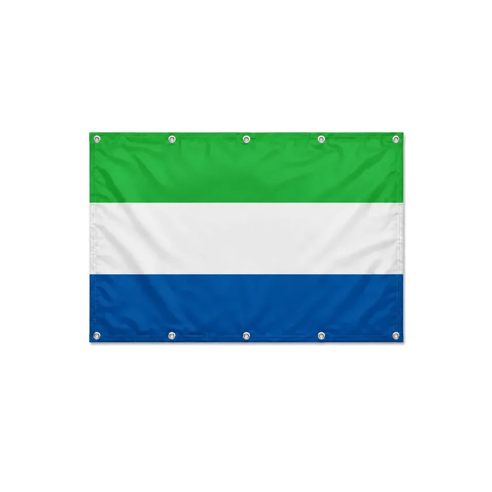 Drapeau de Sierra Leone format S en polyester avec dix œillets