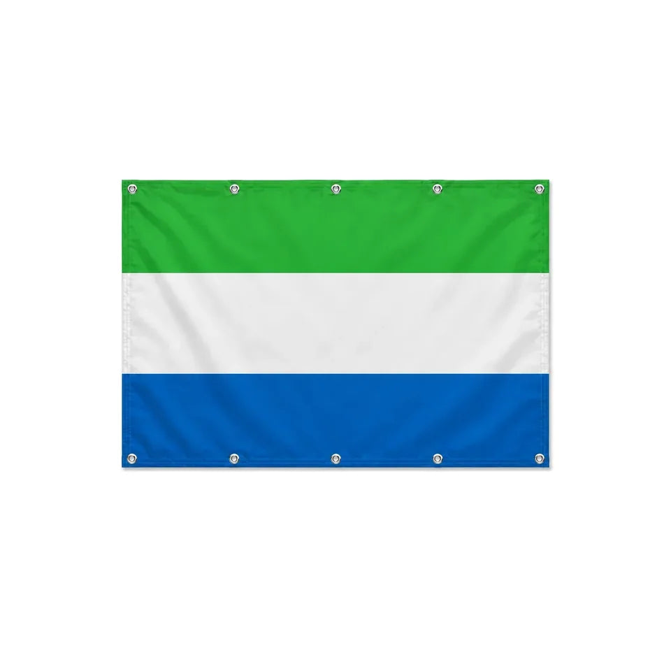 Drapeau de Sierra Leone format S en polyester avec dix œillets