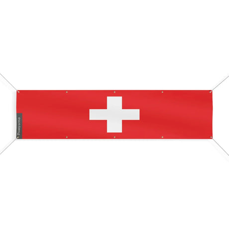Drapeau suisse polyester résistant armoiries usage extérieur