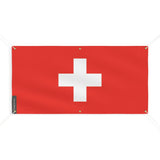 Drapeau suisse polyester résistant avec œillets aux intempéries