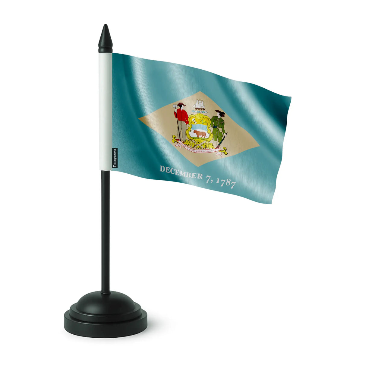 Drapeau table delaware en polyester socle plastique noir