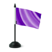 Drapeau table violet polyester avec socle plastique noir