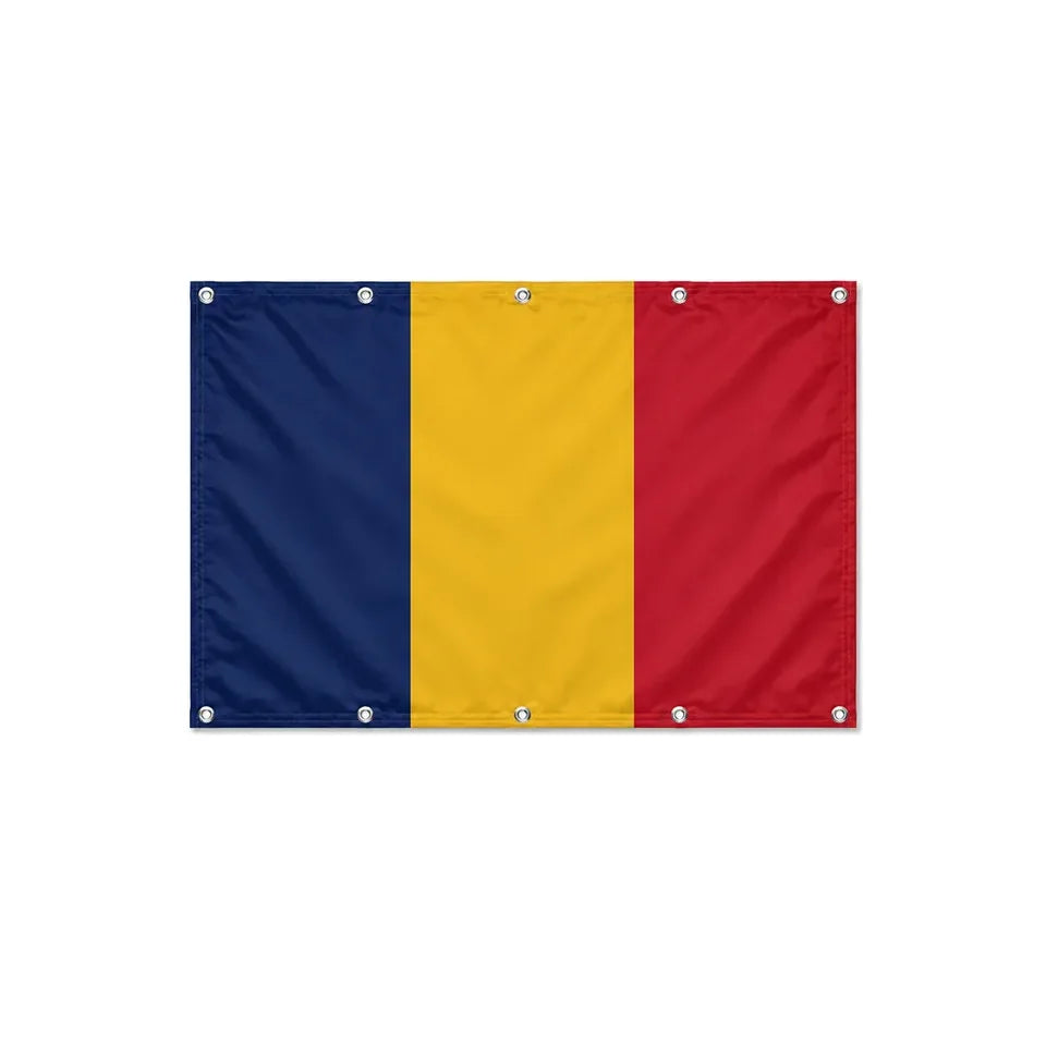 Drapeau du Tchad format S en polyester avec dix œillets