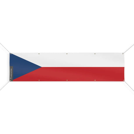 Drapeau tchéquie polyester résistant avec œillets robustes