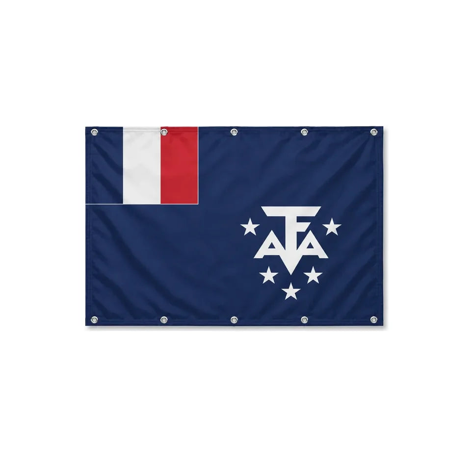 Drapeau Terres australes et antarctiques françaises format S en polyester avec dix œillets