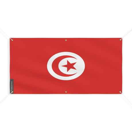 Drapeau tunisie polyester résistant avec œillets robustes