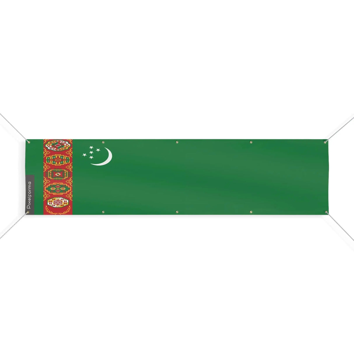 Drapeau turkménistan polyester résistant 10 œillets