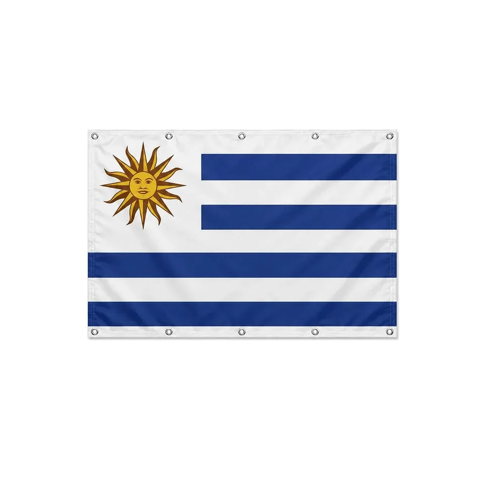 Drapeau de l'Uruguay format S en polyester avec dix œillets