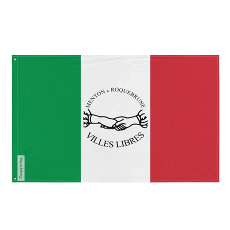 Drapeau villes libres menton roquebrune polyester œillets