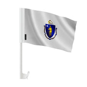Drapeau voiture massachusetts polyester fixation sur fenêtre