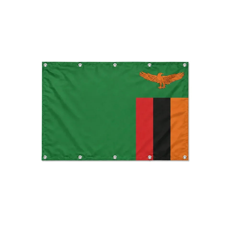 Drapeau de la Zambie format S en polyester avec dix œillets