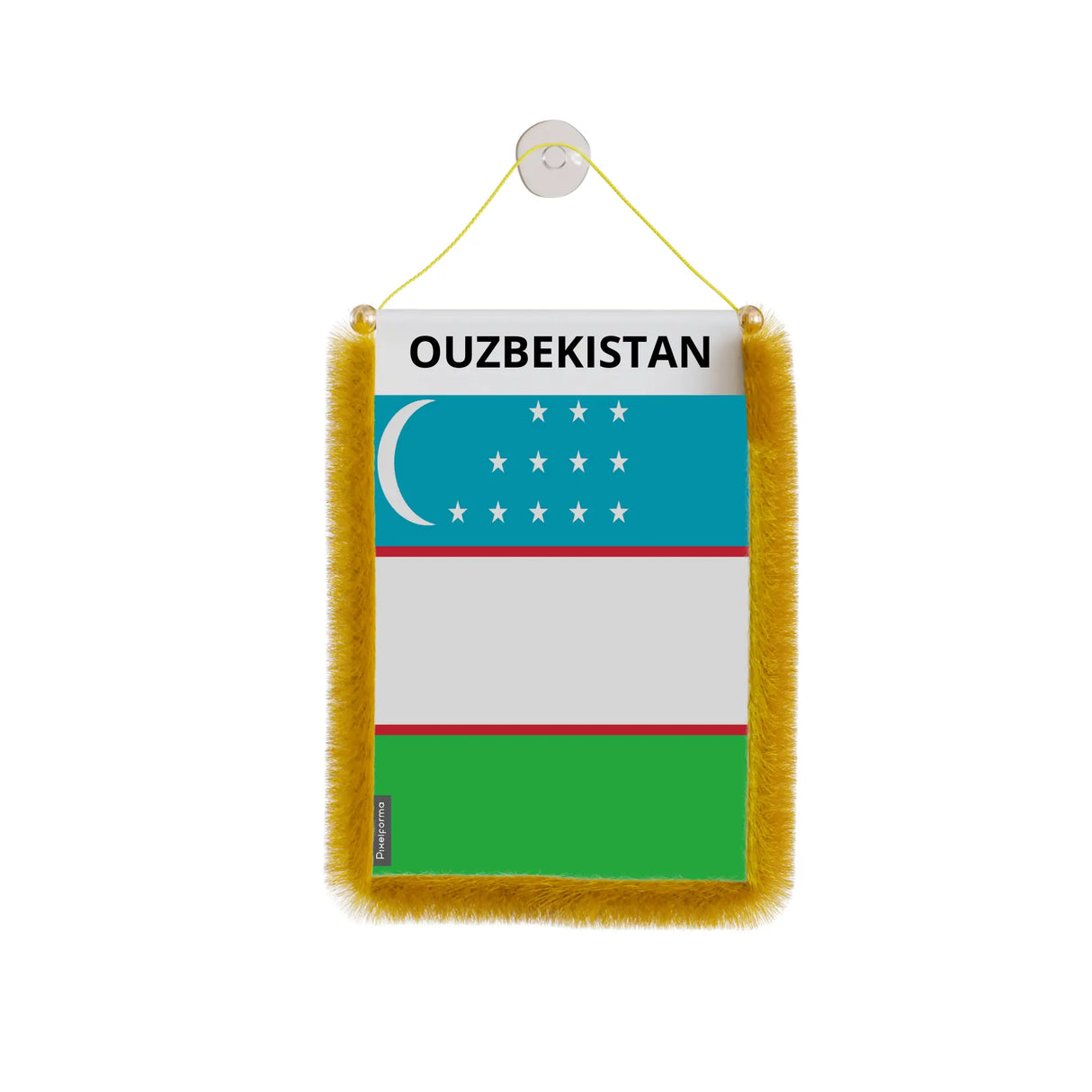 Fanion de voiture ouzbekistan en polyester à suspendre