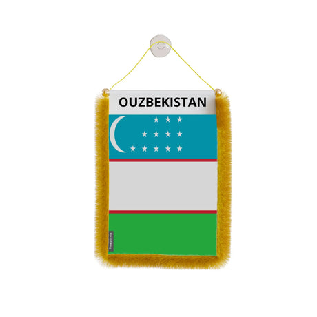 Fanion de voiture ouzbekistan en polyester à suspendre