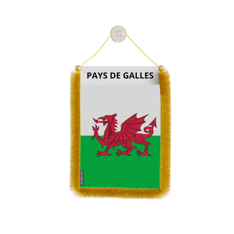 Fanion de voiture pays de galles en polyester à suspendre