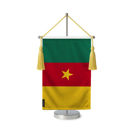 Fanion table drapeau cameroun en polyester