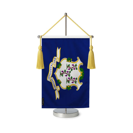 Fanion table drapeau connecticut en polyester
