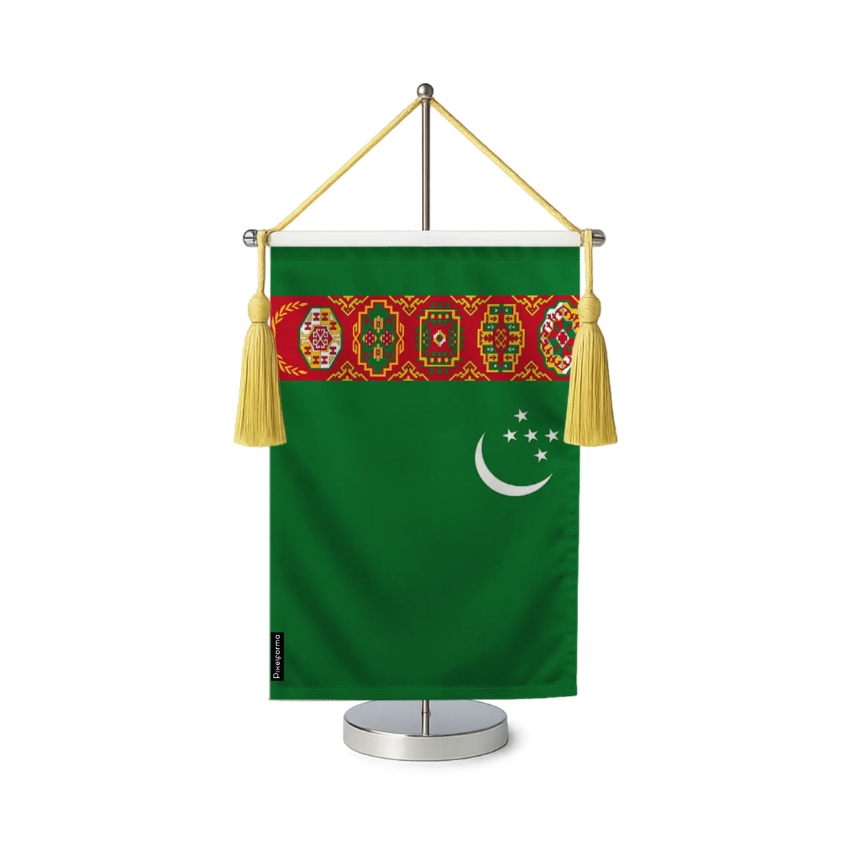 Fanion table drapeau turkménistan en polyester