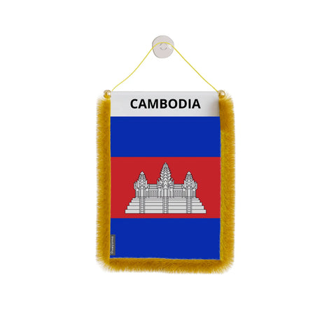 Fanion voiture drapeau cambodge en polyester à suspendre