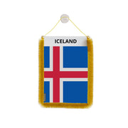 Fanion voiture drapeau islande polyester à suspendre
