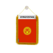 Fanion voiture drapeau kirghizistan en polyester à suspendre