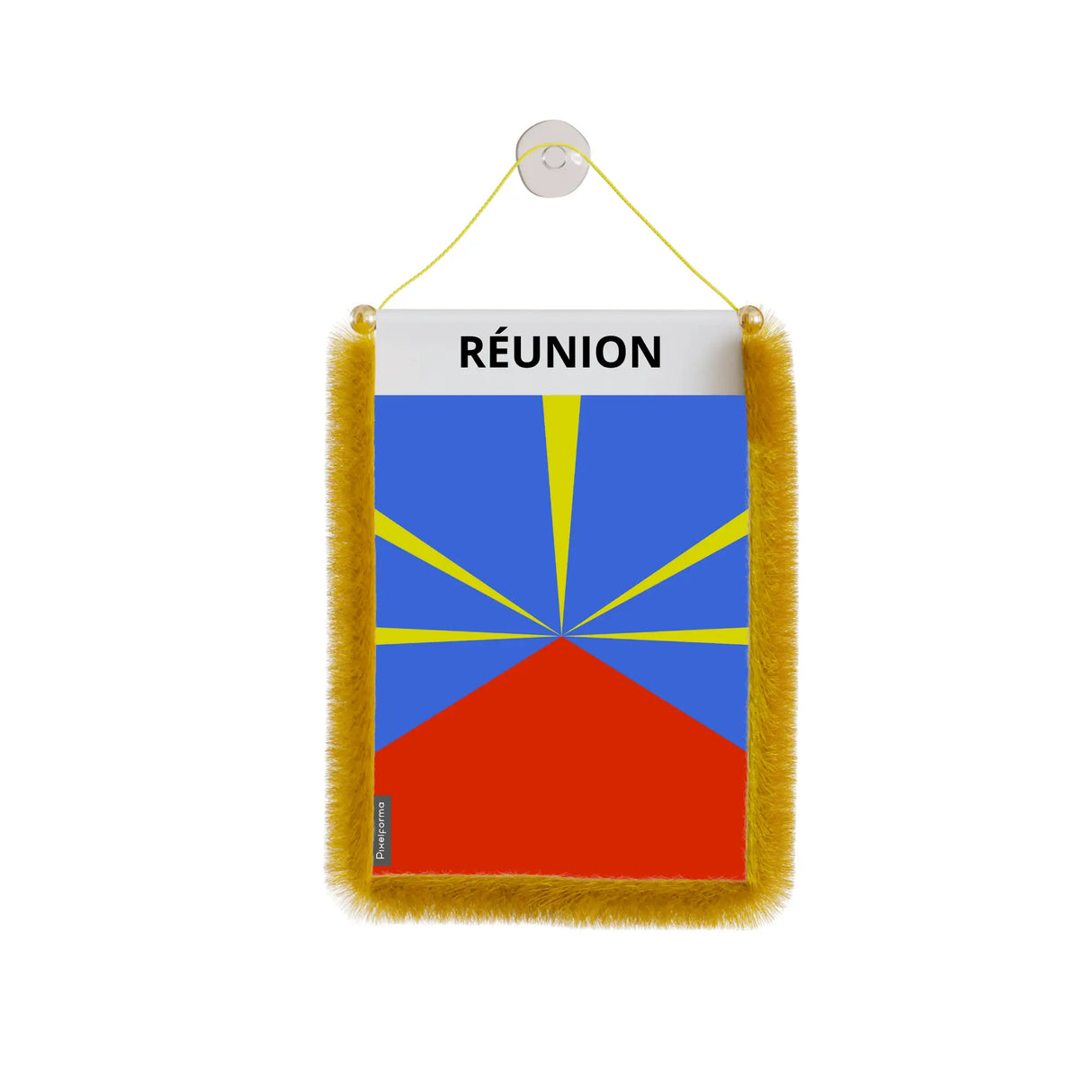 Fanion voiture drapeau réunion en polyester à suspendre
