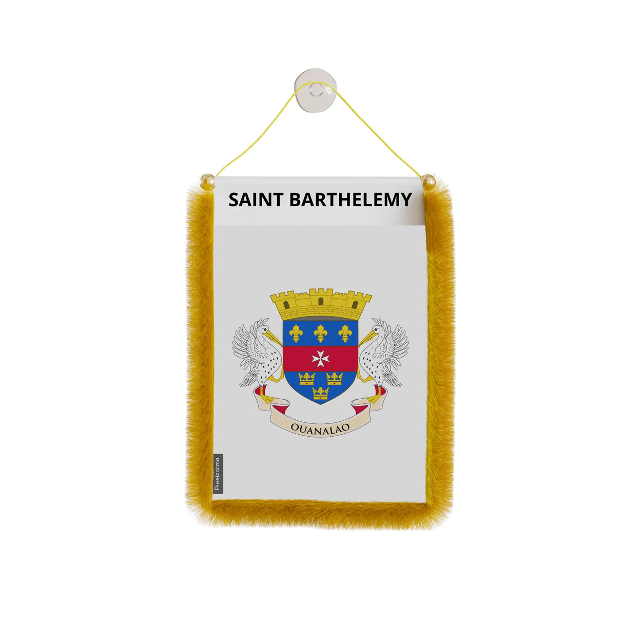Fanion voiture drapeau saint-barthélemy en polyester à suspendre